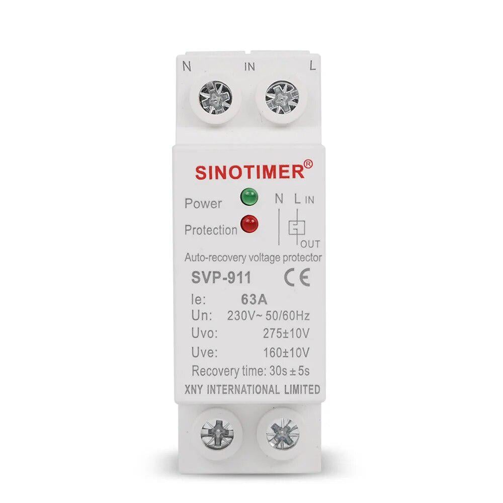 Реле контроля напряжения SINOTIMER однофазное 63А (SVP-911-63)