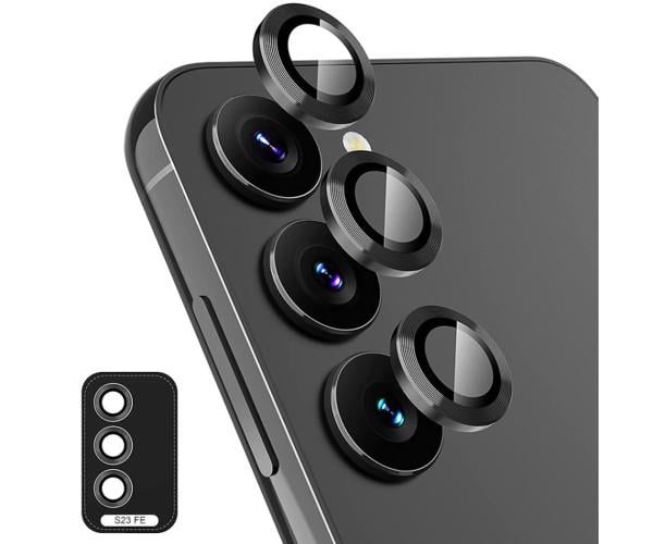 Защитное стекло с рамкой CD Pattern на заднюю камеру для Samsung Galaxy S23 / S23 Plus Черный