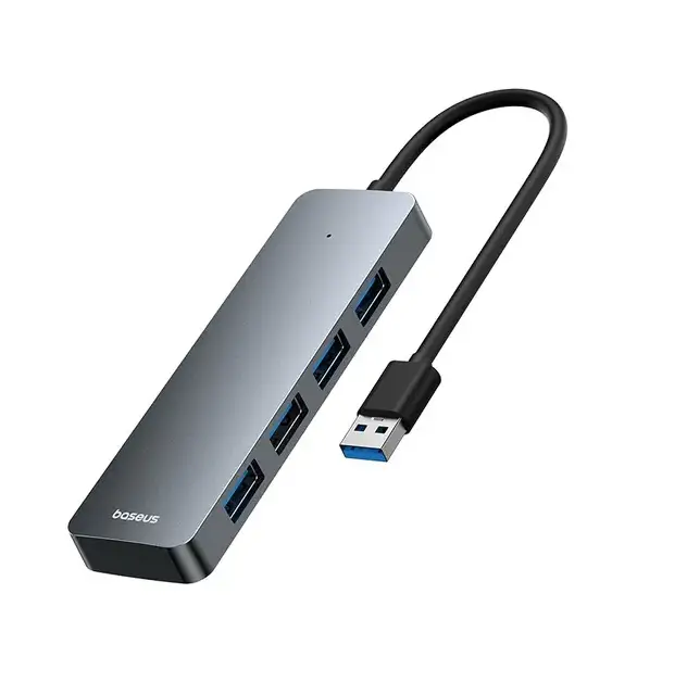 USB-хаб переходник BASEUS UltraJoy Series 4-Port HUB Lite 15 см USBA to USB3.0х4 Серый (BASEUSHUB-B0005280B81100)