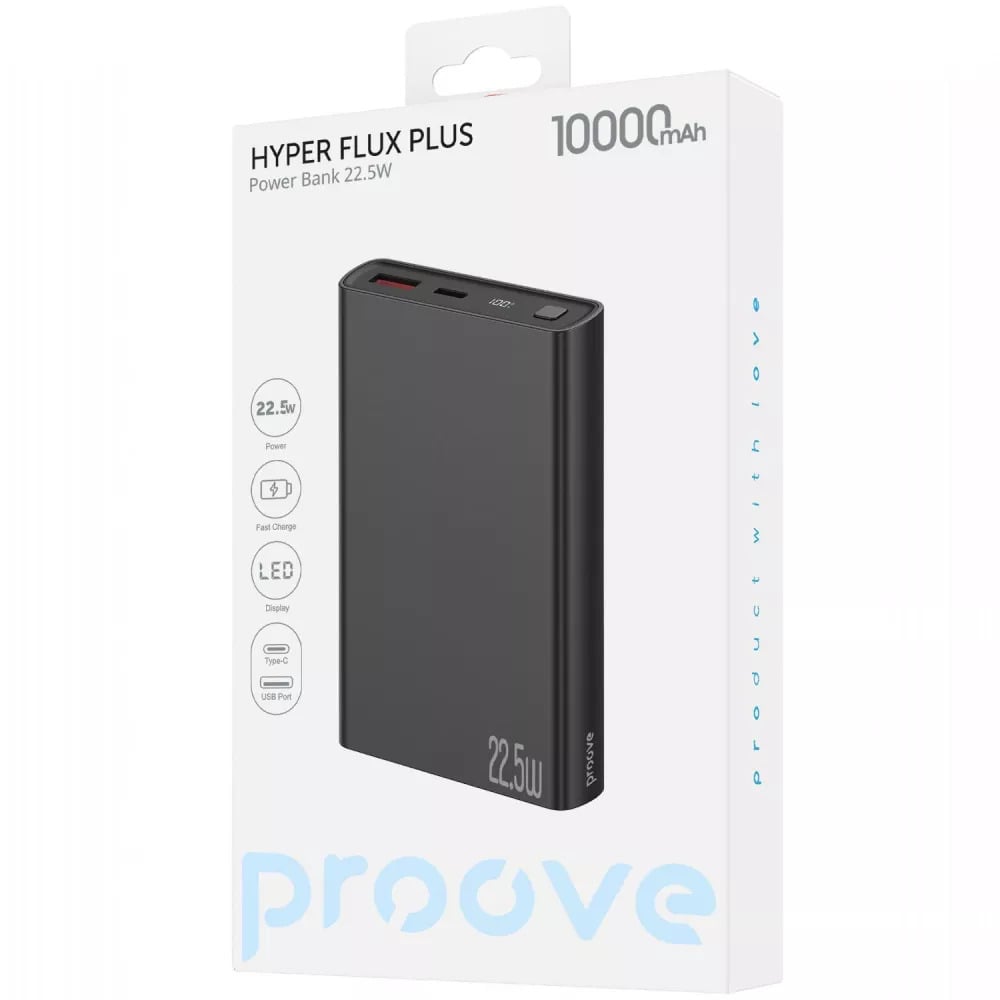 Повербанк Proove Hyper Flux Plus 22,5 Вт 10000 mAh Type-C USB Чорний (27316724) - фото 2