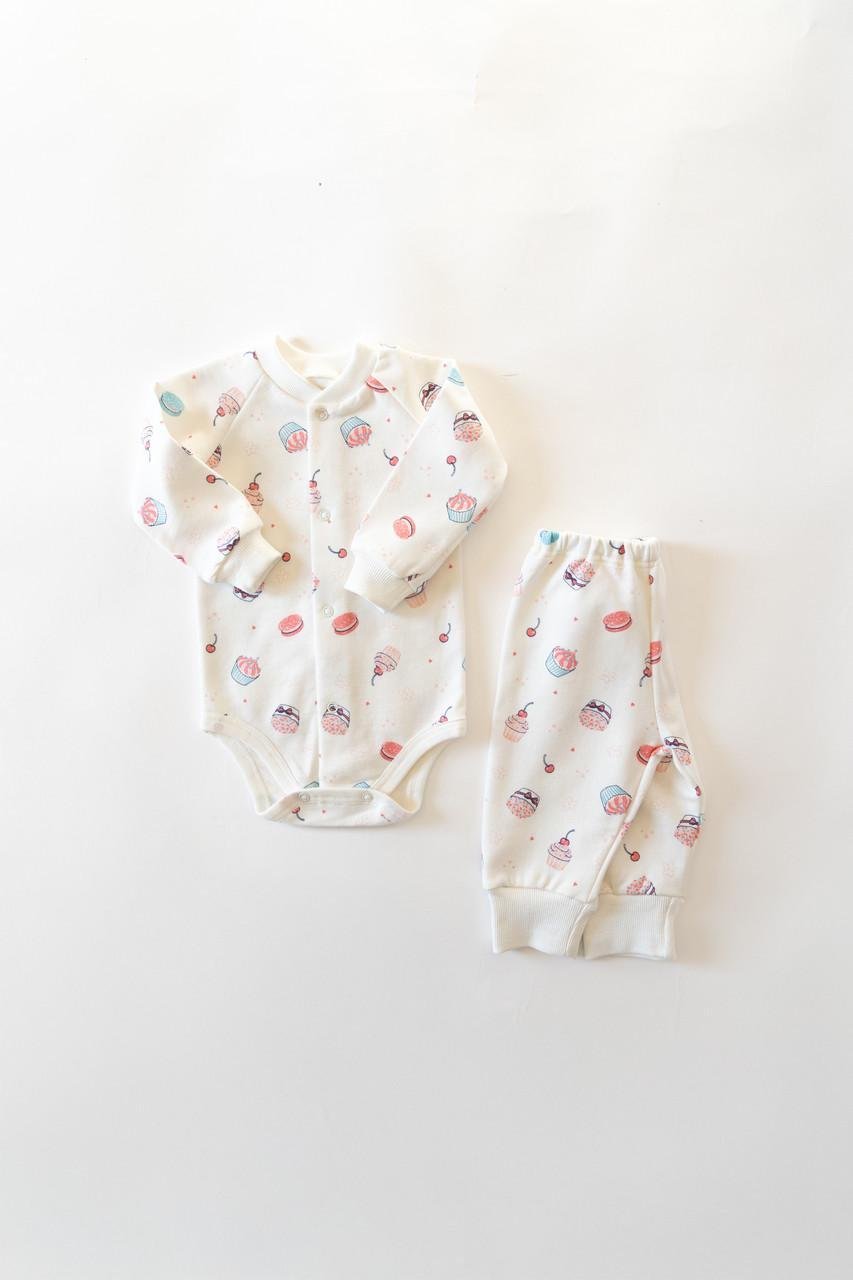 Комплект для малюків теплий Кекси бодик із начосом і штанці 86 см (2782754622)