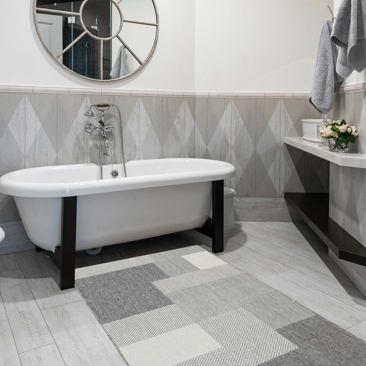 Килимова доріжка безворсова на гумовій основі Karat Flex 19682/811 0,67 м Сірий (00-00019564) - фото 4