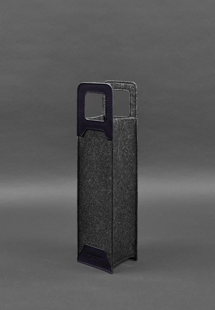 Чохол для вина 1.0 із фетру зі вставками зі шкіри Краст Синій (A-027934) - фото 6 Чохол для вина 1.0 із фетру зі вставками зі шкіри Краст Синій (A-027934) - фото 6