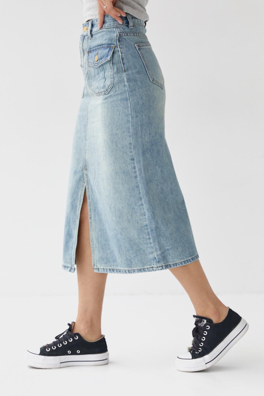 Юбка с разрезом XL Голубой (10431333) - фото 5 Юбка с разрезом XL Голубой (10431333) - фото 5