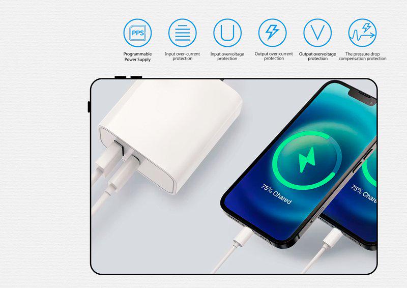 Зарядное устройство сетевое Gelius Merge GP-HC060 GAN USB+Type-C 35W QC/PD/PPS White (99403) - фото 8 Зарядное устройство сетевое Gelius Merge GP-HC060 GAN USB+Type-C 35W QC/PD/PPS White (99403) - фото 8