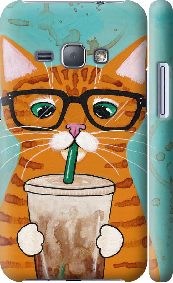 Чехол на Samsung Galaxy J1 (2016) Duos J120H Зеленоглазый кот в очках (4054c-262-42517)
