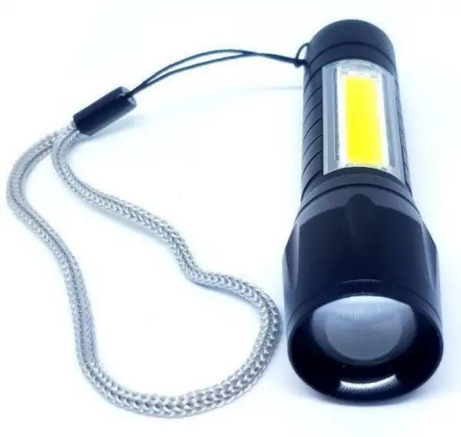 Фонарик светодиодный Bailong BL-513 COB USB BL-511 BL-515 90х25 мм 100 lumens 4 режима влагозащищенный в чехле (opt-13454)