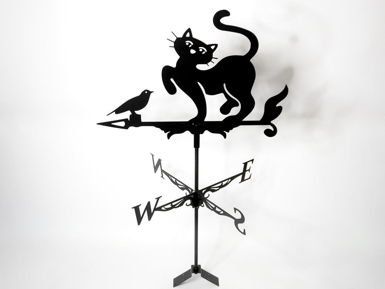 Флюгер на дах маленький Кіт з пташкою на альтанку/колодязь/огорожу 70x45 см (1092363)