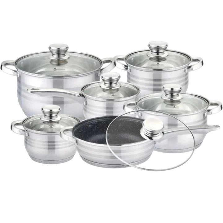 Набір посуду Rainberg RB-601 з нержавіючої сталі 12 предметів (ws71211)