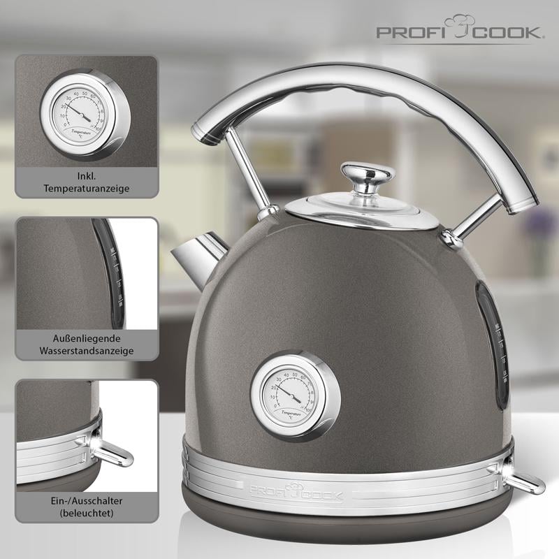 Електрочайник Profi Cook PC-WKS 1192 металевий Anthracite (408075) - фото 3