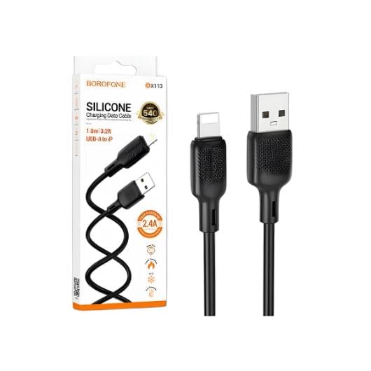 Кабель-USB Borofone BX113 Silicone Lightning 1 м Черный (23885430)