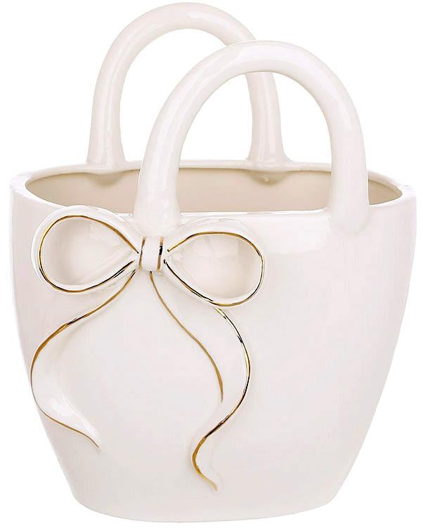 Ваза фарфоровая Бант в форме дамской сумочки 18х14х21 см Золотой