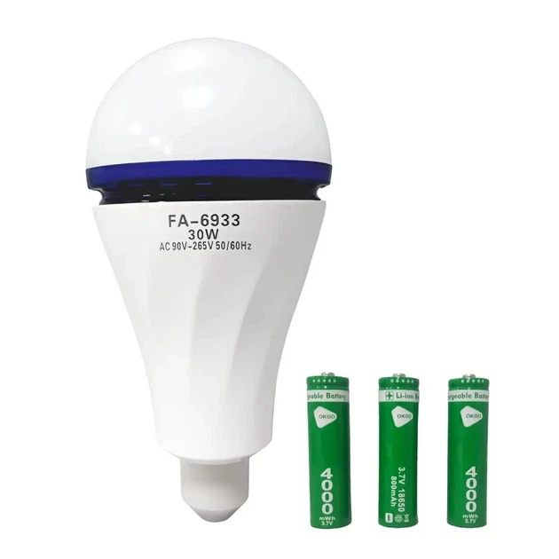 LED-лампа аккумуляторная FA-6933 аварийная E27 3х18650 до 6 ч 6800K 30W (LMR-225-6933)