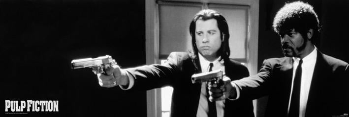 Постер плакат Криминальное Чтиво/Pulp Fiction B&W Guns 53x158 см