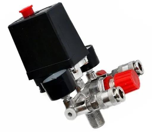 Пресостат в сборе F03303 выходы 2 шт./реле давления/редуктор/манометры 2 шт. и предохранительный клапан (28584685) - фото 2 Пресостат в сборе F03303 выходы 2 шт./реле давления/редуктор/манометры 2 шт. и предохранительный клапан (28584685) - фото 2