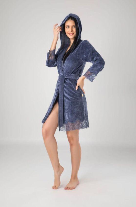 Халат женский Nusa 0281 хлопок/бамбук S Серый