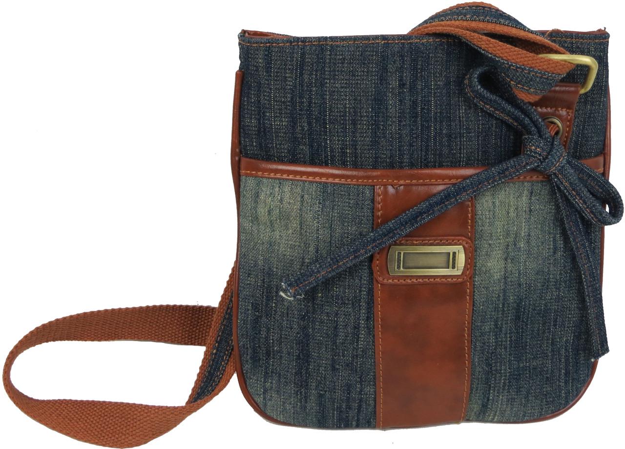 Сумка джинсовая на плечо Fashion jeans bag 8079 Темно-синий