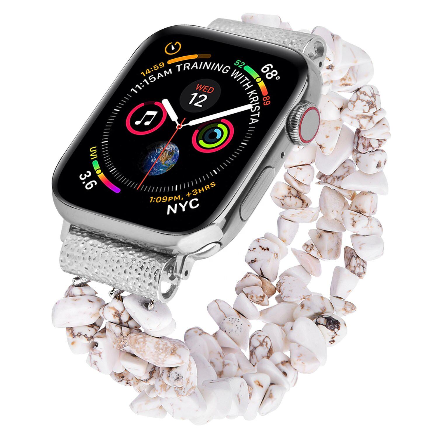 Ремешок для Apple Watch из бусин 38-40 мм Гравийно-белый Ремешок для Apple Watch из бусин 38-40 мм Гравийно-белый