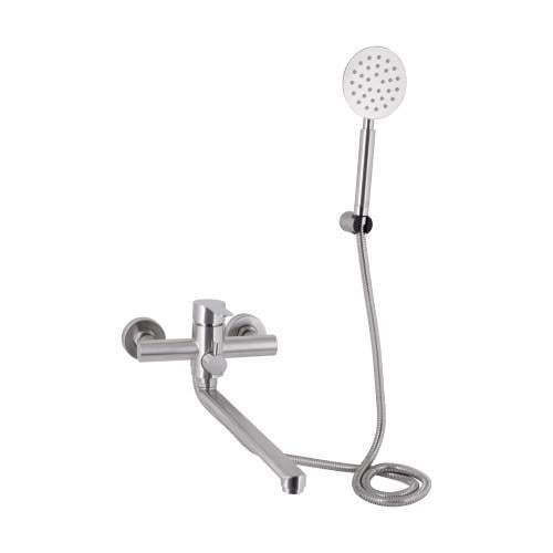 Змішувач для ванни Brinex Pure 005 з довгим поворотним виливом та душовою гарнітурою Nickel (BRIPUR005NKL) Змішувач для ванни Brinex Pure 005 з довгим поворотним виливом та душовою гарнітурою Nickel (BRIPUR005NKL)