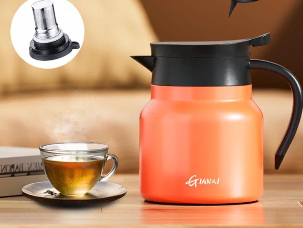 Термоквшин с двойными стенками из нержавеющей стали с контролем температуры 800 мл Оранжевый (561329) - фото 2