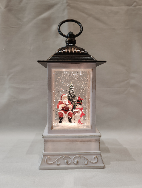 Ночник новогодний Xmas WDL-24004A Санта со снеговиком с эффектом снежного вихря от батареек (2761169000)