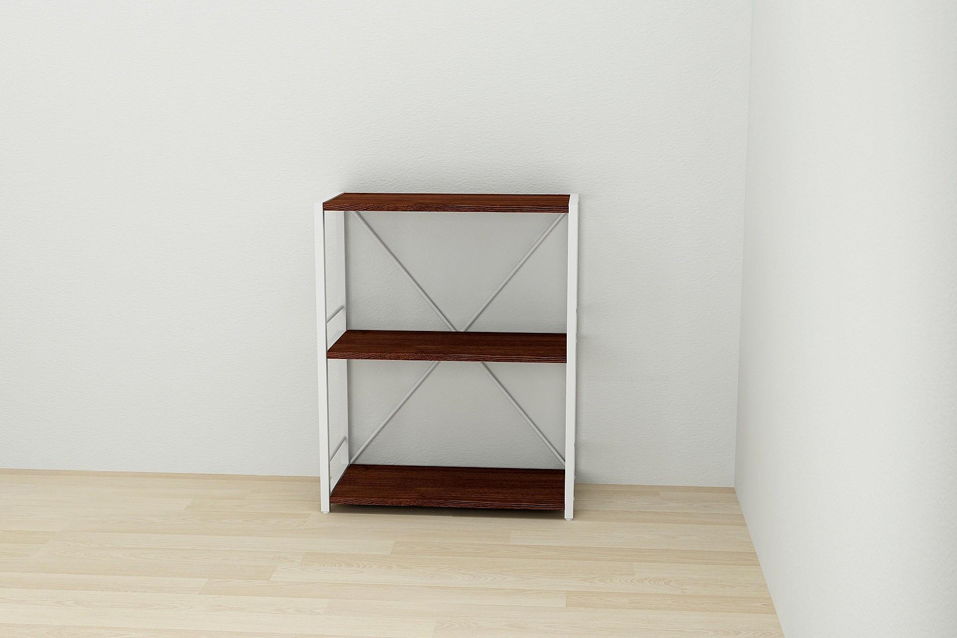 Этажерка Ferrum-decor Коннект 3/60 ДСП 16 мм 73x60x28 см Белый/Венге (FRD-105524)