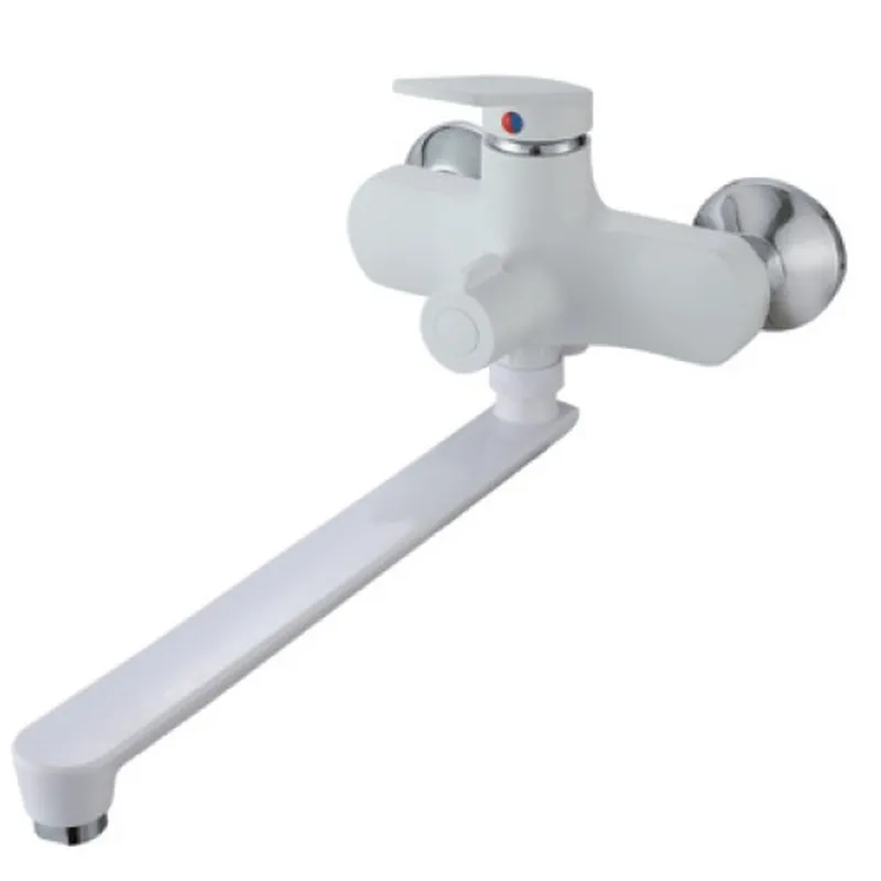 Смеситель для ванны PLAMIX Lucas-006 Euro SET со шлангом/лейкой и кронштейном White (PM0709)