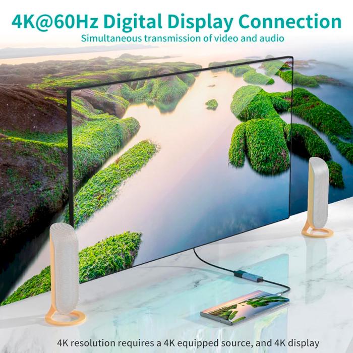 Переходник USB-C-DisplayPort Choetech HUB-H11-GY-V2 поддержка 4K 60 Гц Серый (615269) - фото 3