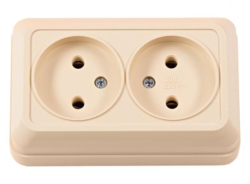 Розетка Luxel Opera 2307 2-х б/з накладная Кремовый (00000038604)