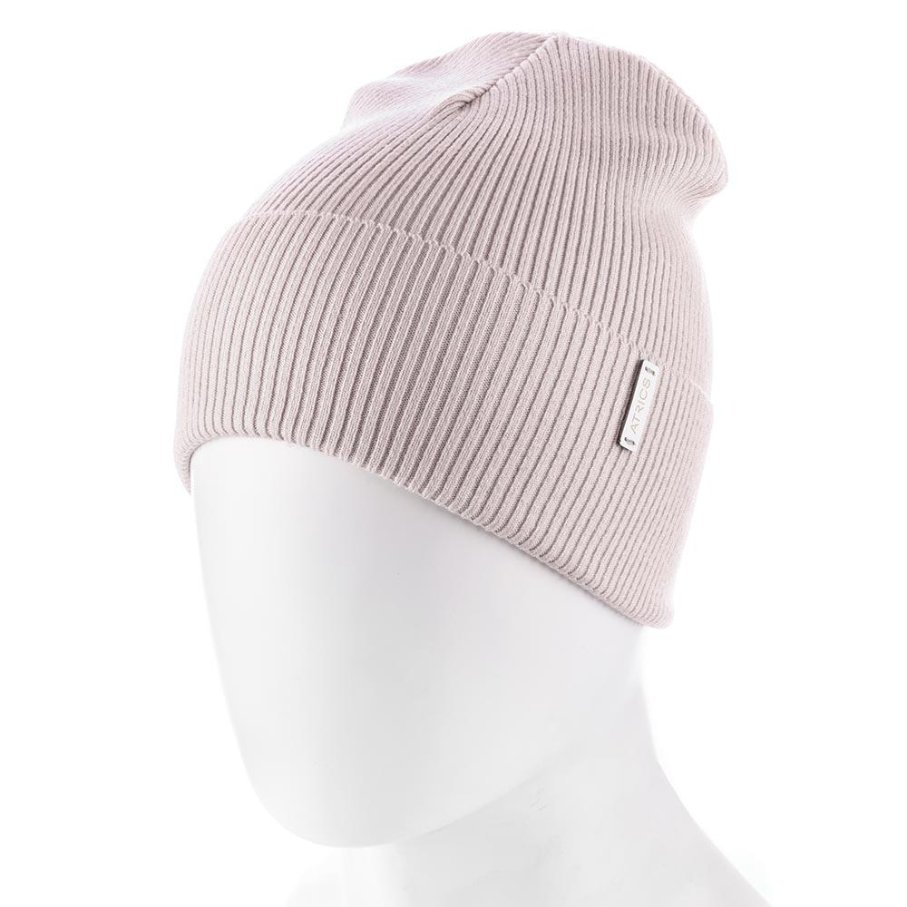 Шапка-бини в рубчик одинарная Atrics UH772 из хлопка на манжете Фрезия