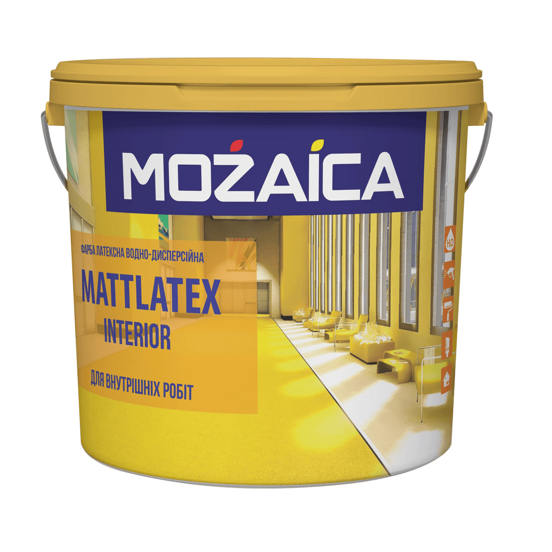 Краска интерьерная MOZAICA MATTLATEX INTERIOR для стен и потолков 6,3 кг/5 л Белый матовый (129)