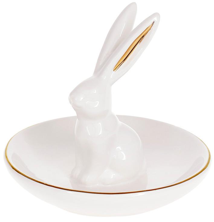 Блюдце для украшений Bunny 11х11х10 см ceramic White/Gold (BT118527)
