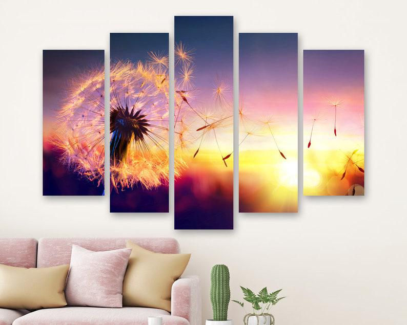 Модульная картина на холсте из пяти частей KIL Art Одуванчик и закат 137x85 см (M51_L_428)