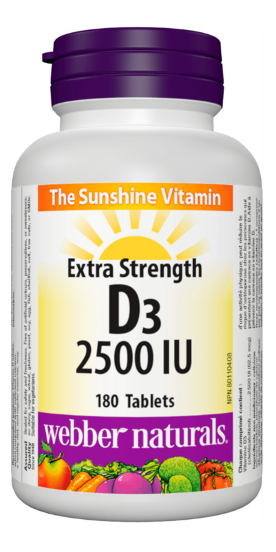 Вітамін D3 Webber Naturals Vitamin D3 2500 IU 180 tabl