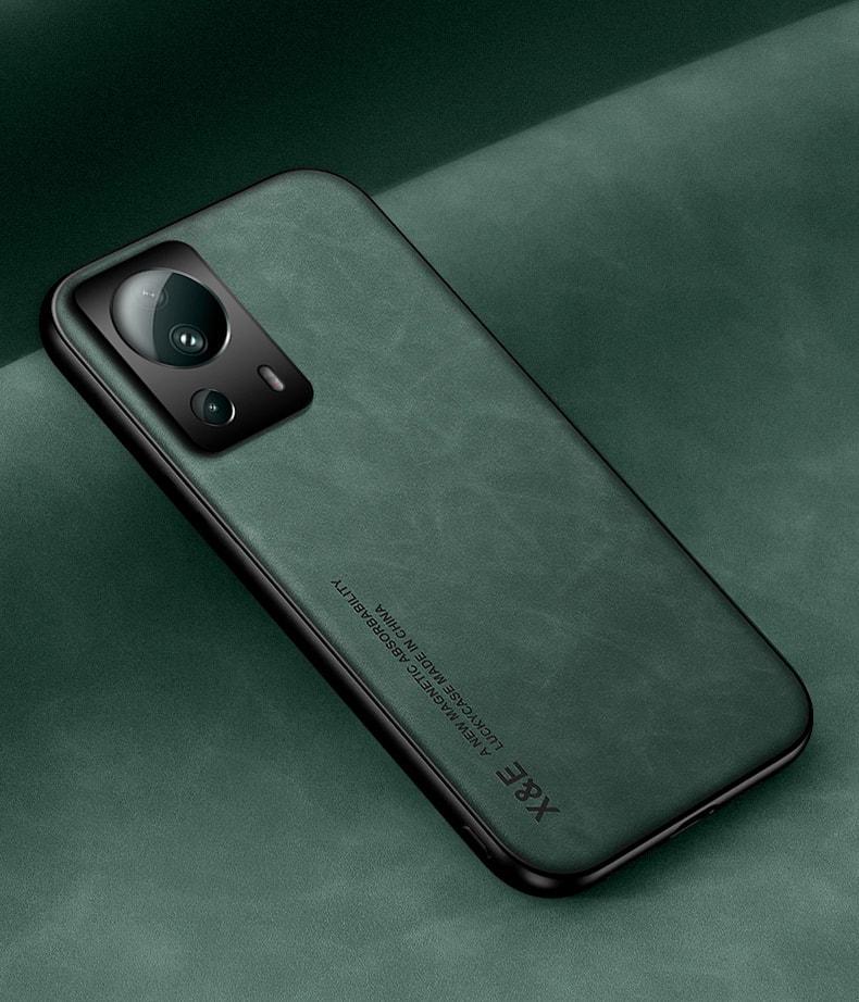 Кожаный чехол XnE Xiaomi 13 Lite с металлической вставкой Green (38244-08) Кожаный чехол XnE Xiaomi 13 Lite с металлической вставкой Green (38244-08)