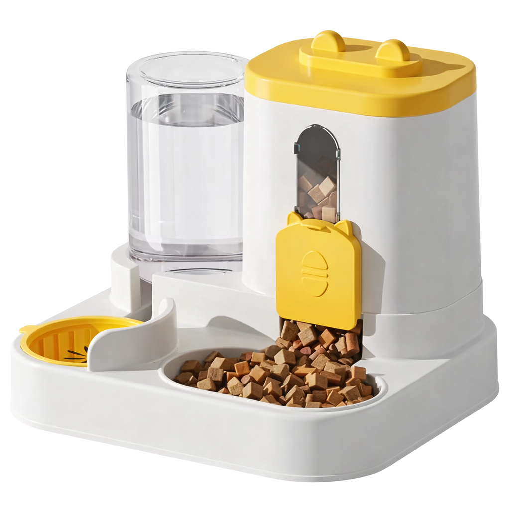 Автоматична годівниця та поїлка для тварин 2 в 1 800/1600 мл 25 см Жовтий (2990130082)