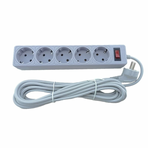 Подовжувач Electro House 5 гнізд із заземленням 2 м Сірий (EH-NFG-5.2)
