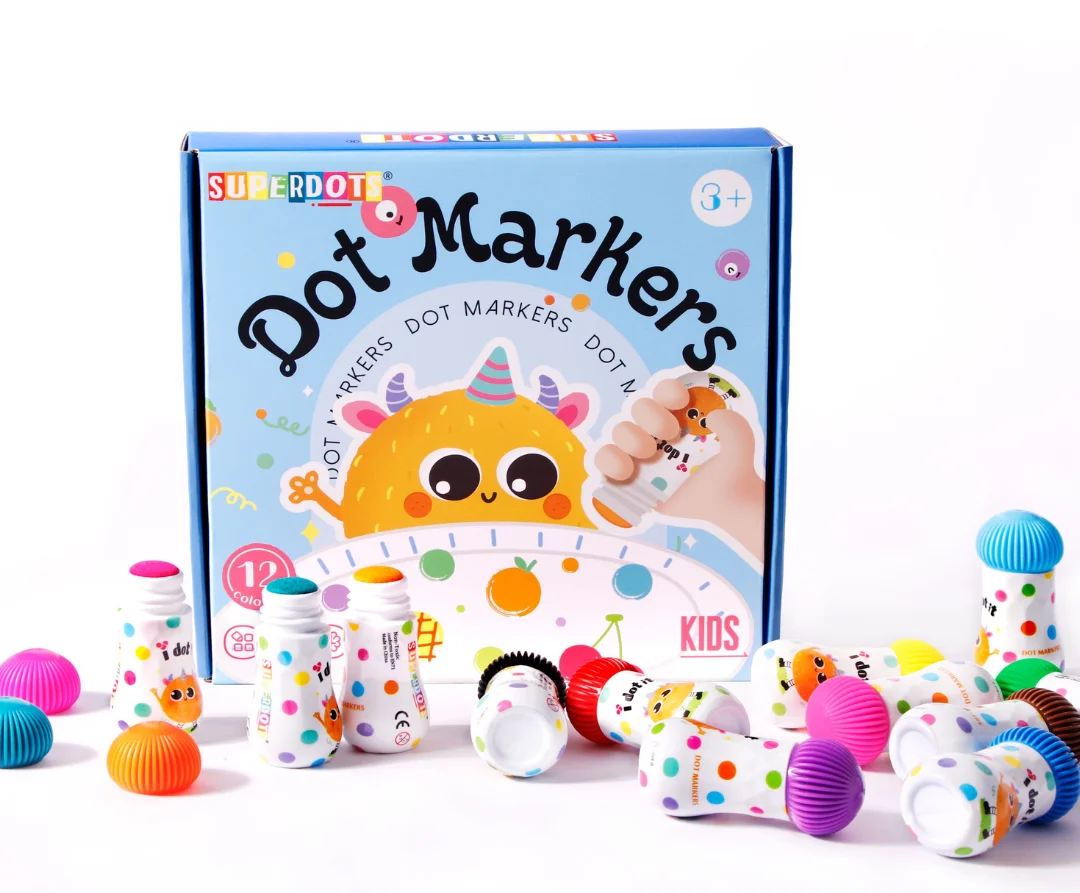Точки маркеры-фломастеры для детей Dot markers 12 шт. творческий набор для рисования