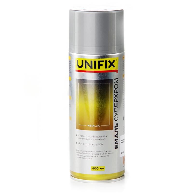 Эмаль акриловая Unifix Суперхром с зеркальным эффектом 400 мл Серебристый (941037) Эмаль акриловая Unifix Суперхром с зеркальным эффектом 400 мл Серебристый (941037)