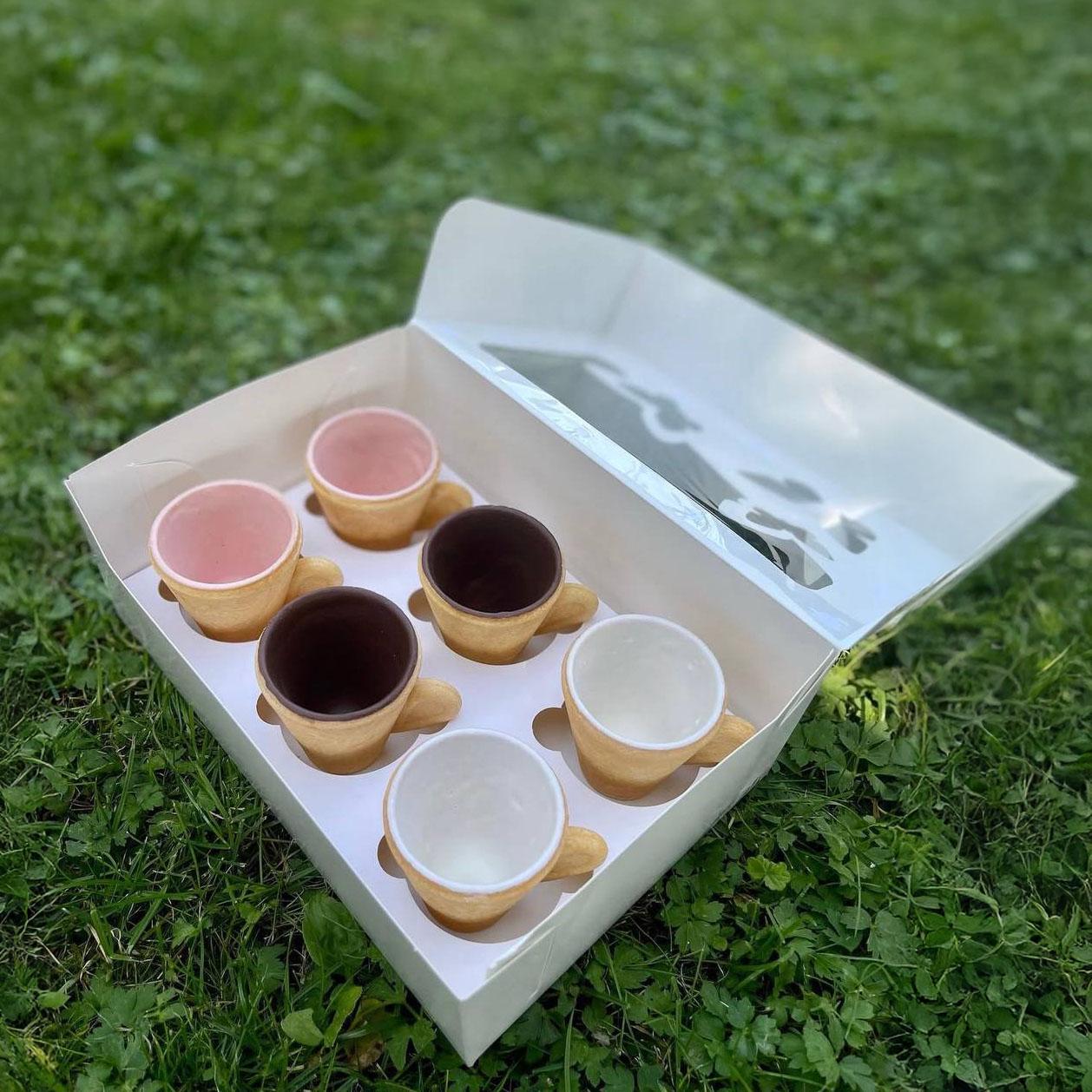 Подарочный набор 6 шт. съедобных чашек на Новый год/Рождество/Николая печенье/шоколад для горячих напитков (Е500131)