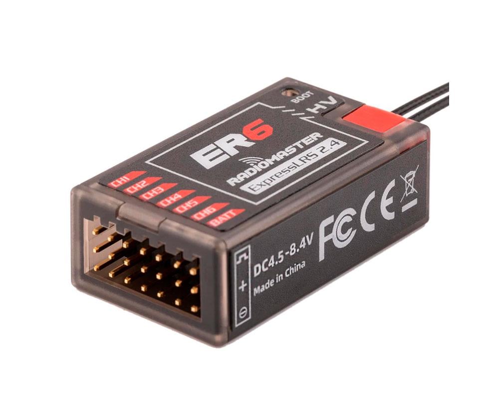 Приемник управления ELRS 2.4GHz Radiomaster ER6 PWM 6CH с антенной для самолетов с фиксированным крылом (00-00025953)