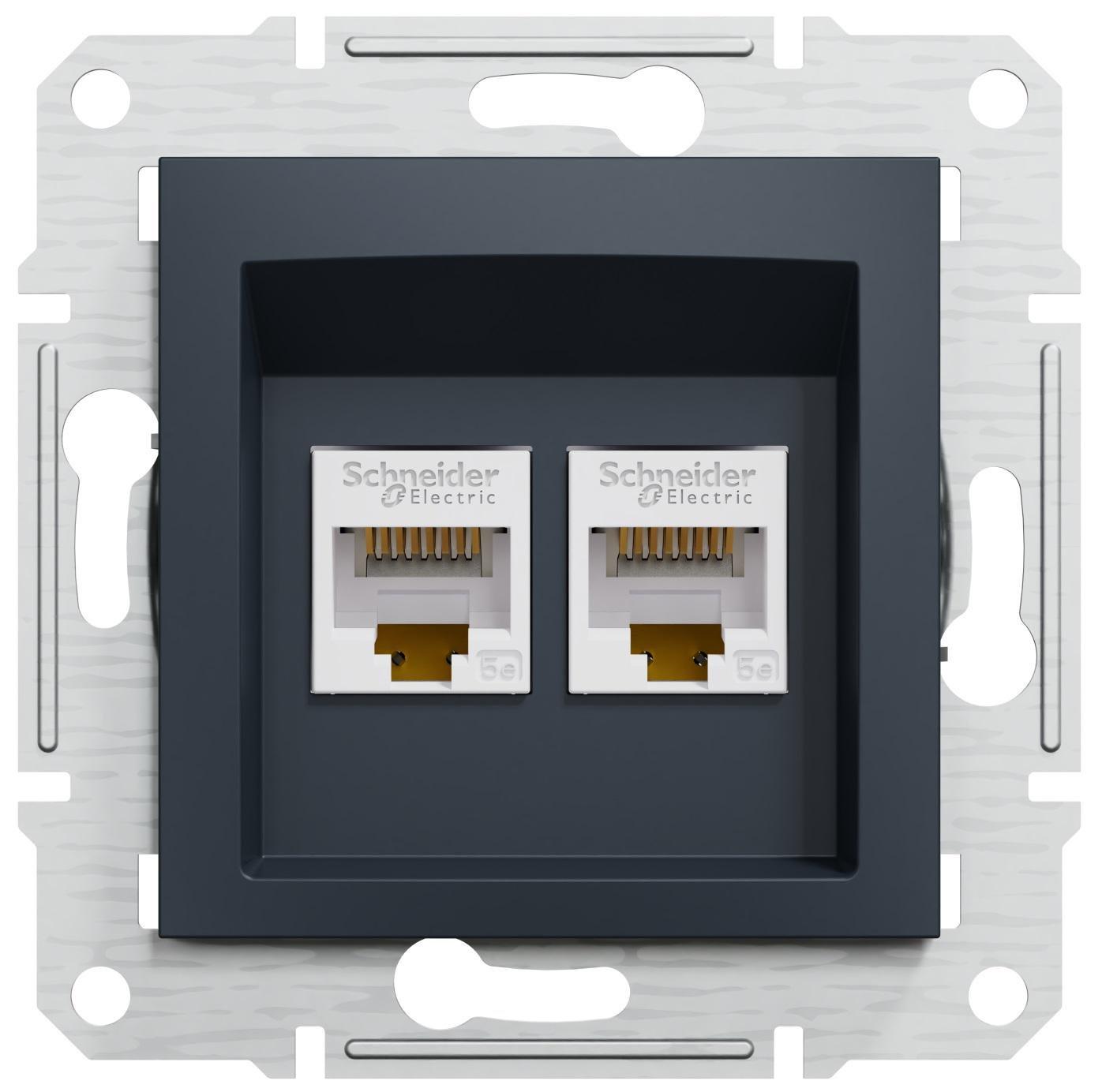 Розетка двойная компьютерная Schneider Electric RJ-45 Asfora Антрацит Розетка двойная компьютерная Schneider Electric RJ-45 Asfora Антрацит