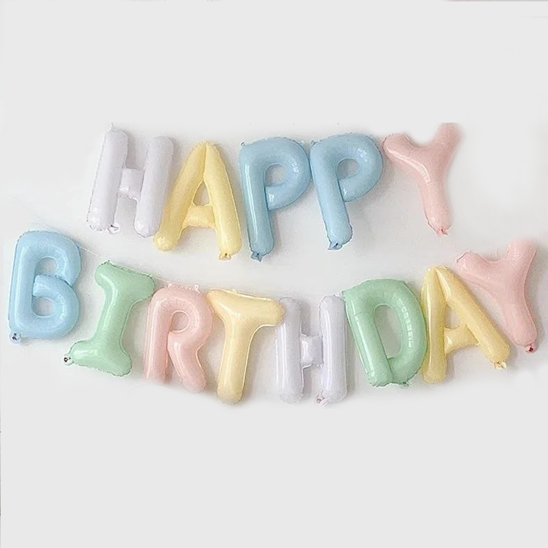 Буквы фольгированные Happy Birthday макарун Разноцветный (29005511)