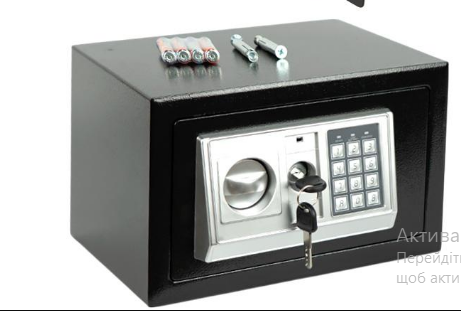 Сейф металлический с электронным кодовым и ключевым замком 31х20х20 см. (34175047)