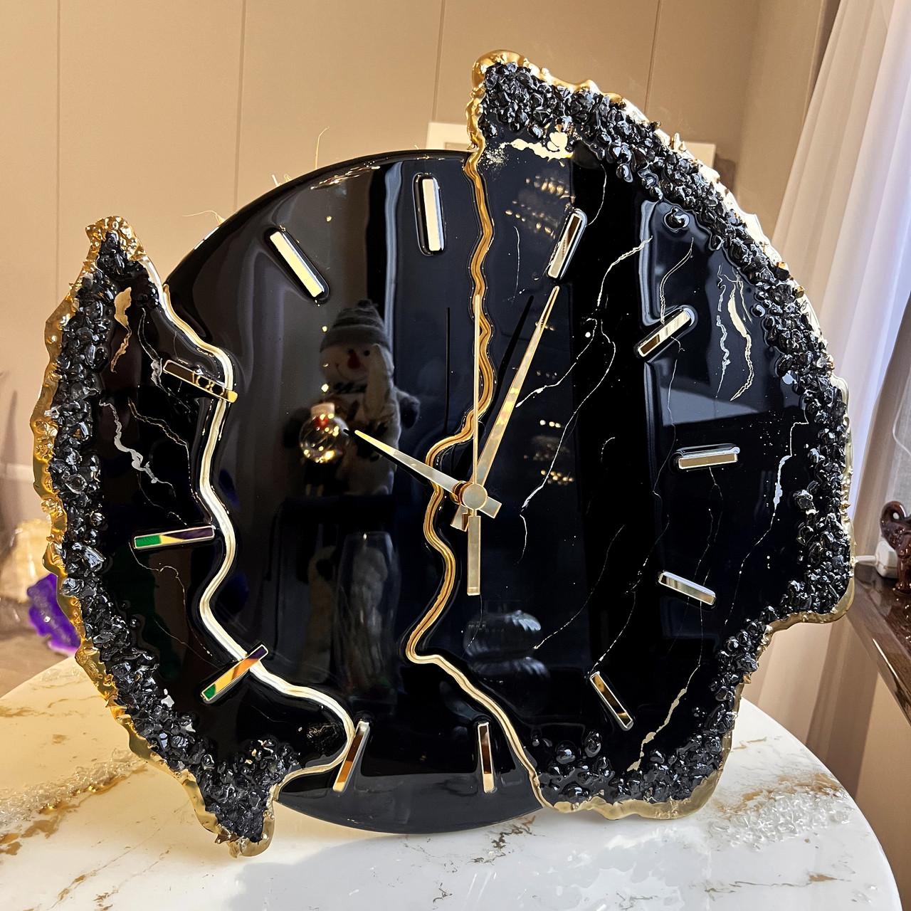 Часы объемные настенные из эпоксидной смолы Лепестки 50 см