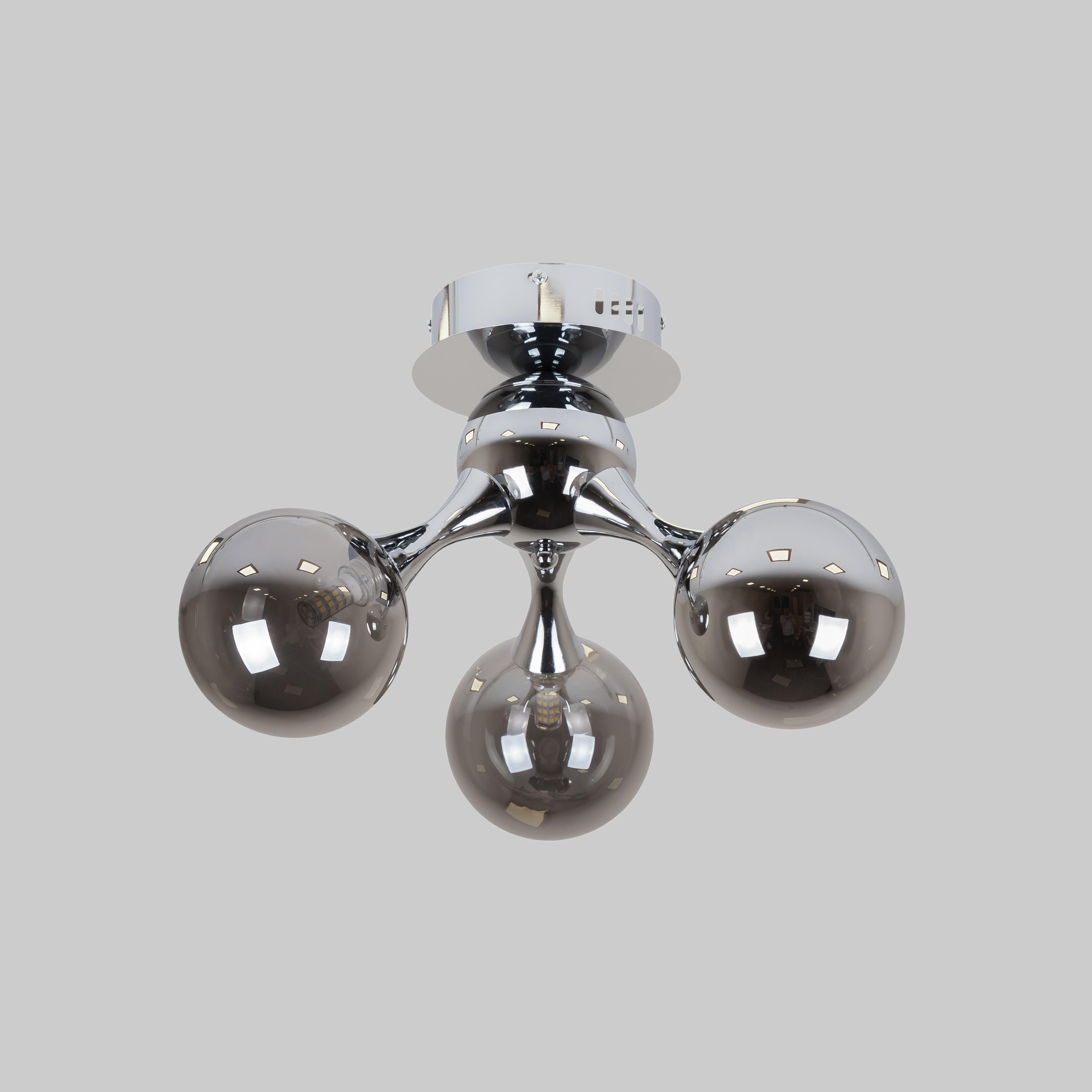 Люстра современная 3 плафона Серебряный (52-9817-3 CR+BK)