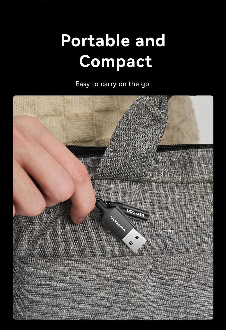 Зовнішня звукова карта Vention USB 1 м звук 96кГц/24біт OMTP/CTIA шумозаглушення DSP алюмінієвий Чорний (CVEBF) - фото 12