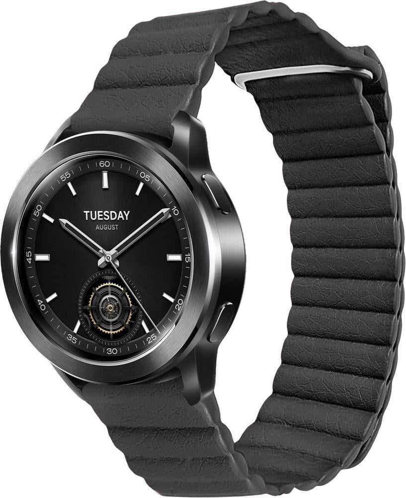 Ремешок кожаный Genis для Xiaomi Watch S3 Black (37137-2B)