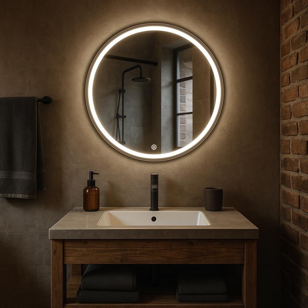 Зеркало SENAM круглое фоново-фронтальная подсветка с сенсорной кнопкой 500х500 мм (KR.FF.5.5)