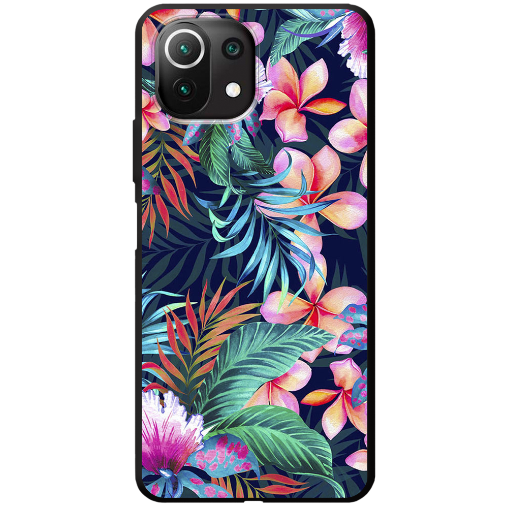 Чехол Boxface Xiaomi Mi 11 Lite flowers in the tropics Черный силикон (42128-up1971-44012)